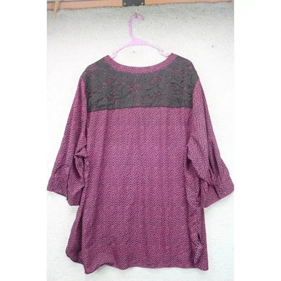 Catherine's Purple and Black Tunic-3/4 Sleeves-Size 2X-Lace-Herringbone - Picture 9 of 11